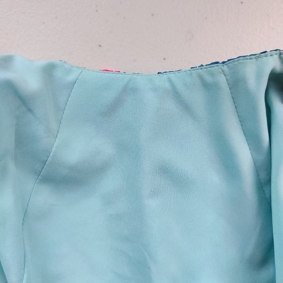 UNGARO Maureen Halter Maxi Dress M  Floral Blue Multi Ruched Waist Sleeveless - Picture 12 of 16